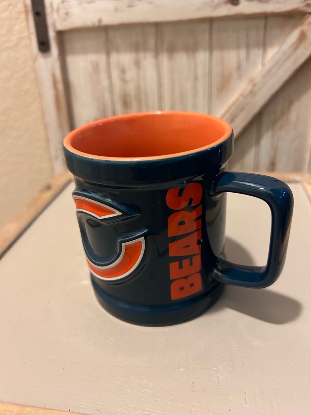 Chicago Bears Sculpted Ceramic Coffee Mug NFL Football 3D Raised Embossed Navy
